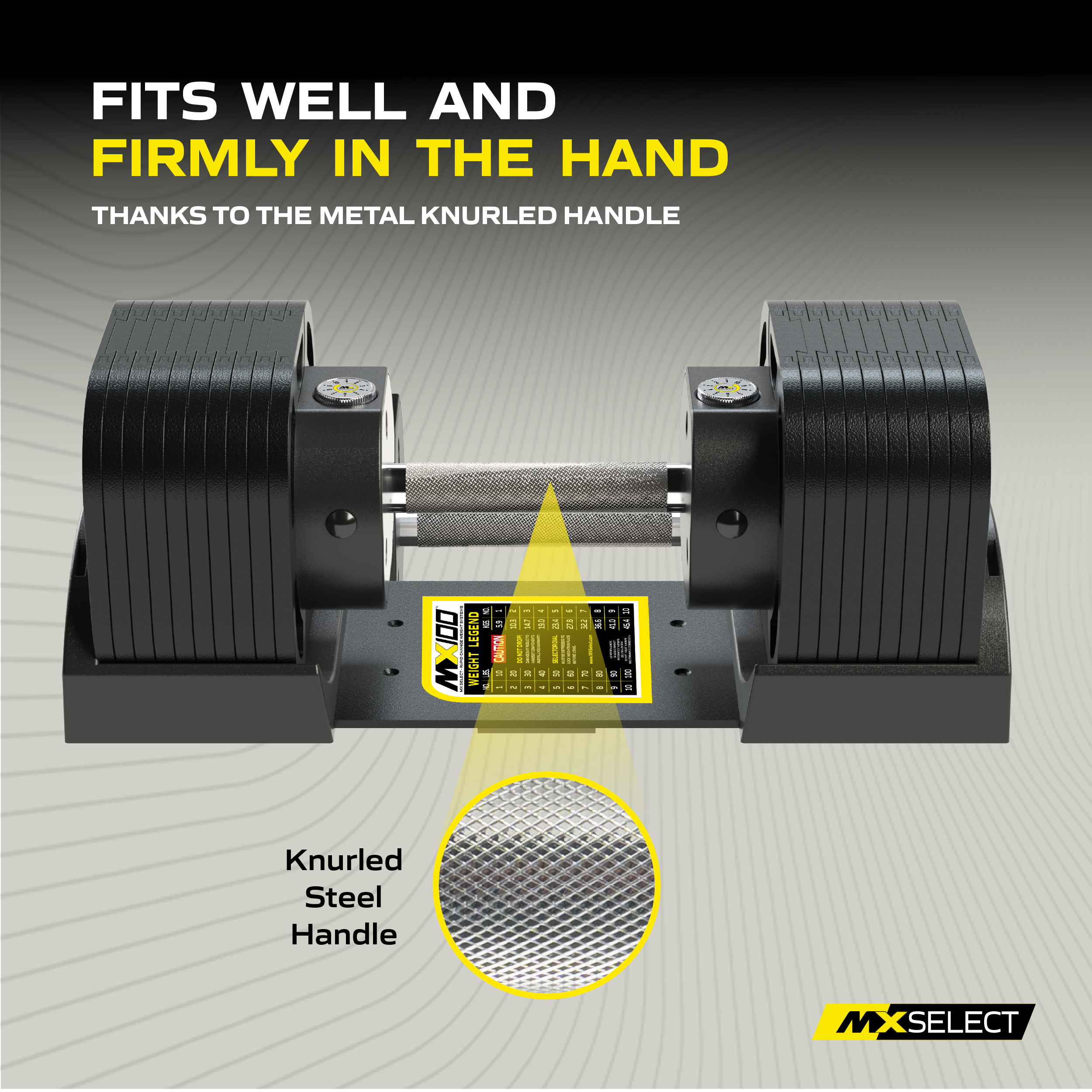 Adjustable Dumbbell Set 5.9kg - 45.4kg Pair MX100 EVO Knurled Premium Dumbbells