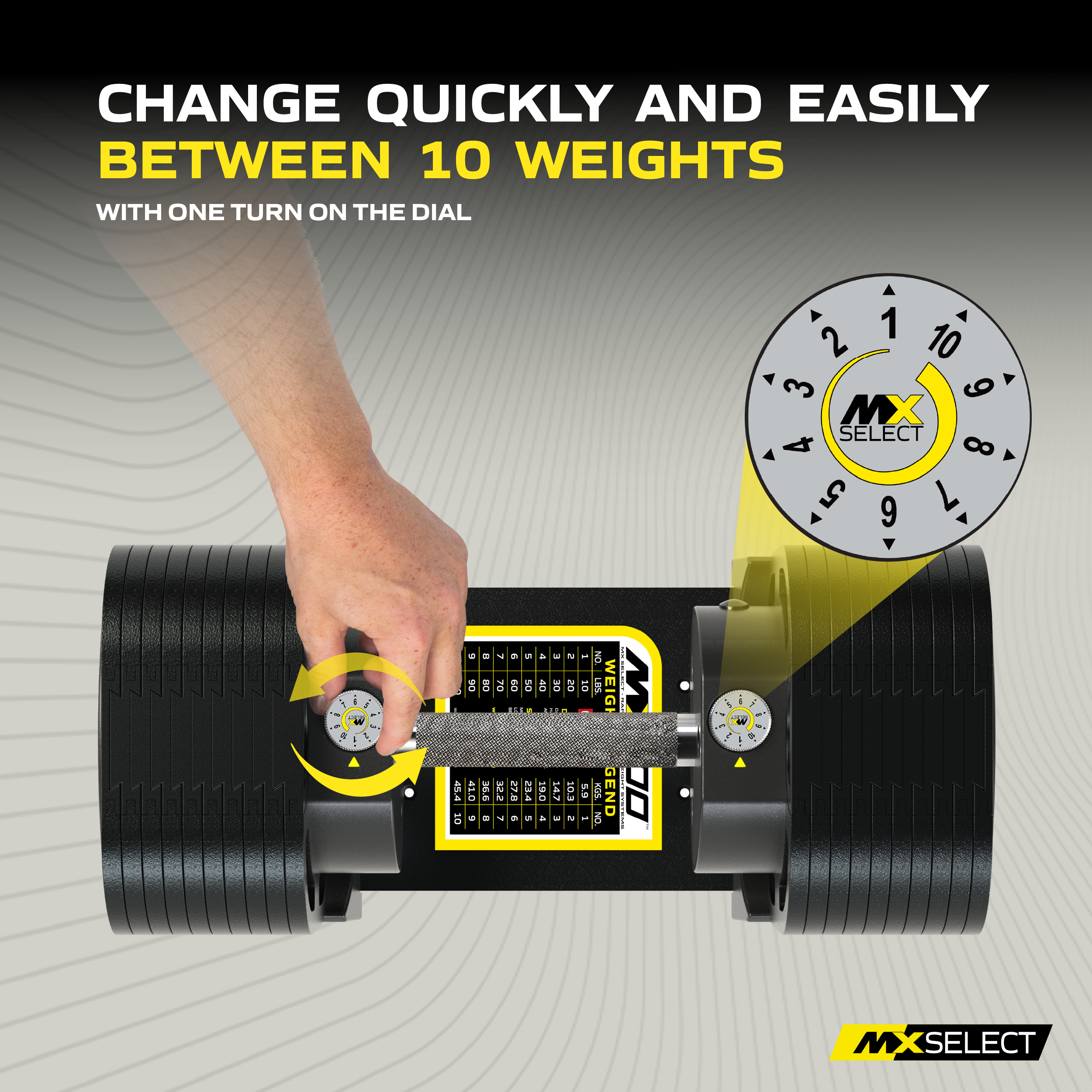 Adjustable Dumbbell Set 5.9kg - 45.4kg Pair MX100 EVO Knurled Premium Dumbbells