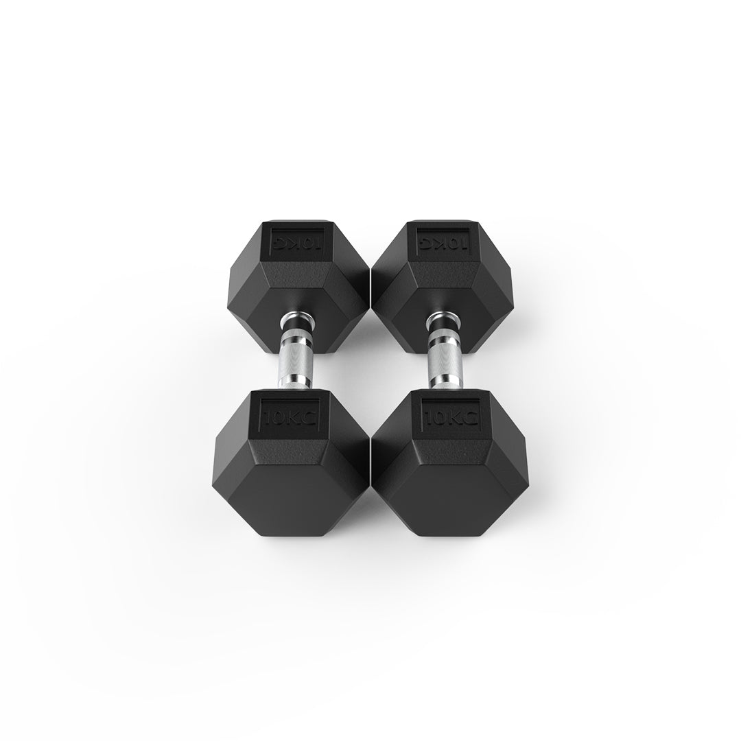 10kg Hex Dumbbell Set – Rubber Coated