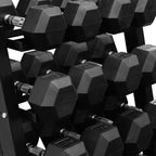12.5kg - 30kg Rubber Hex Dumbbell Set + Rack | Direct Fitness Gear