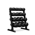 12.5kg - 30kg Rubber Hex Dumbbell Set + Rack | Direct Fitness Gear