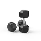 pair of 17.5kg  rubber hex dumbbell pair