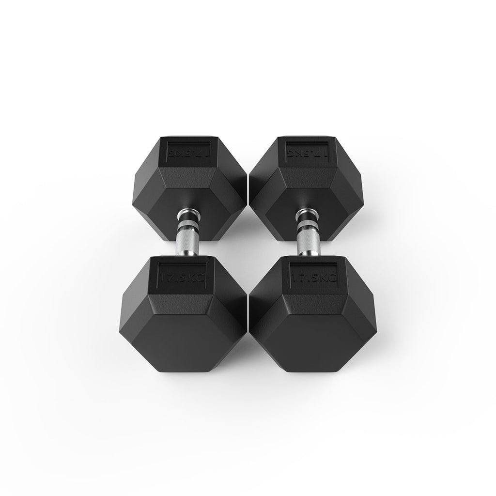 17.5kg Rubber Hex Dumbbells