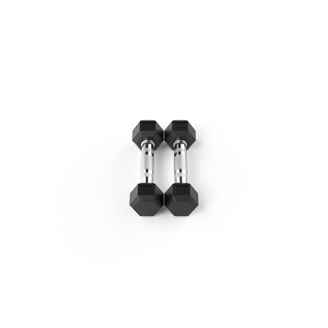 1kg Dumbbell Pair – Durable Rubber Hex Design