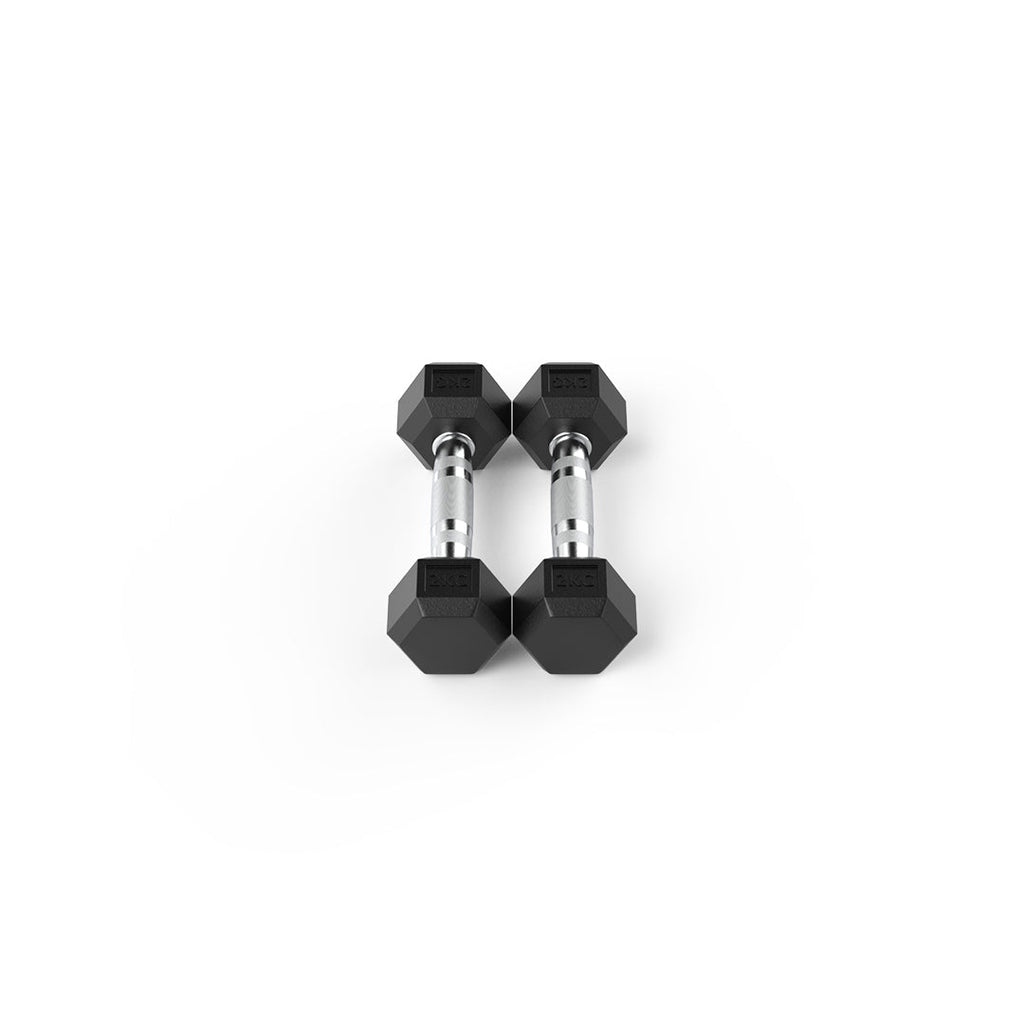 2kg rubber hex dumbbell pair