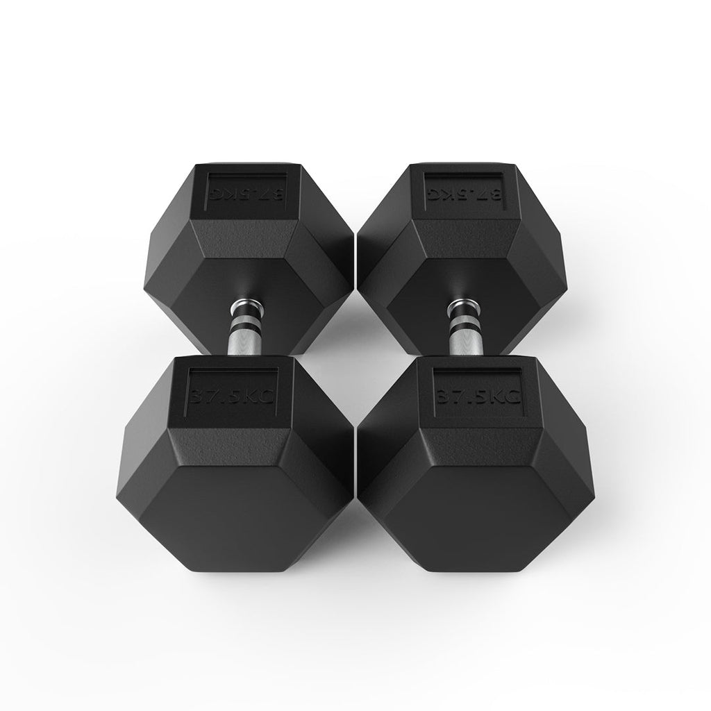37.5kg rubber hex dumbbell pair