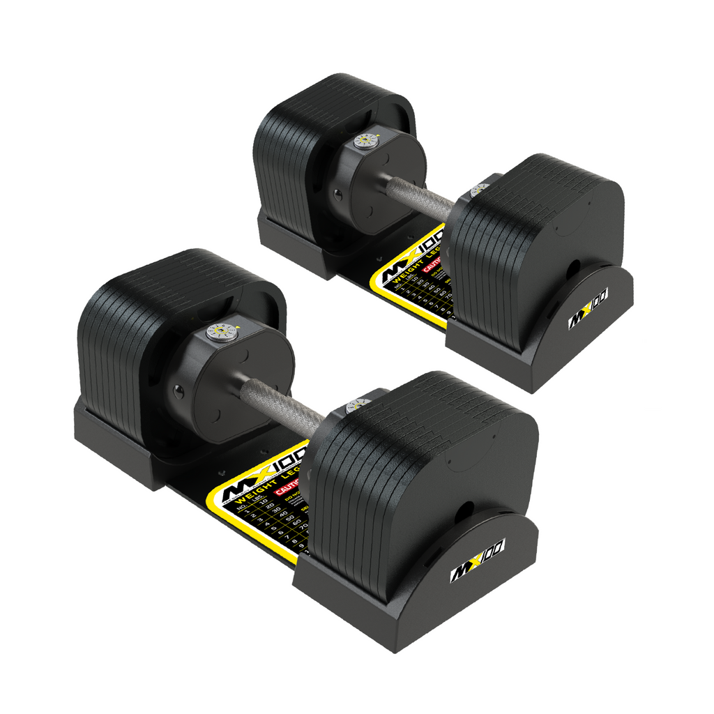 Adjustable Dumbbell Set 5.9kg - 45.4kg Pair MX100 EVO Knurled Premium Dumbbells