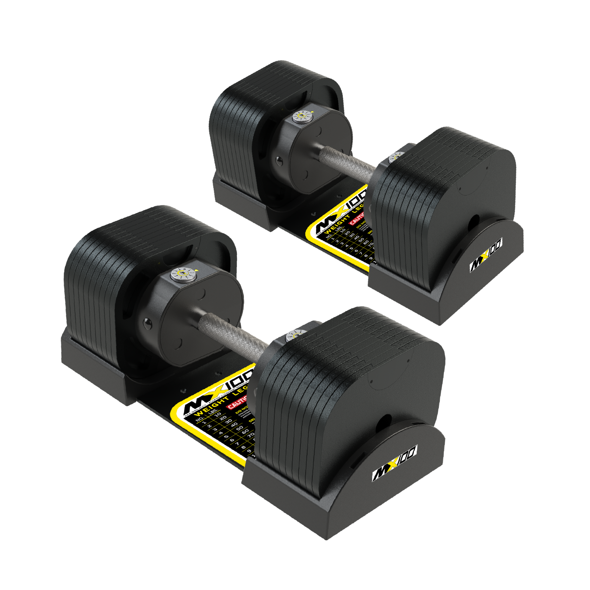 Adjustable Dumbbell Set 5.9kg - 45.4kg Pair MX100 EVO Knurled Premium Dumbbells