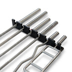 6 barbell wall rack with barbells angle shot