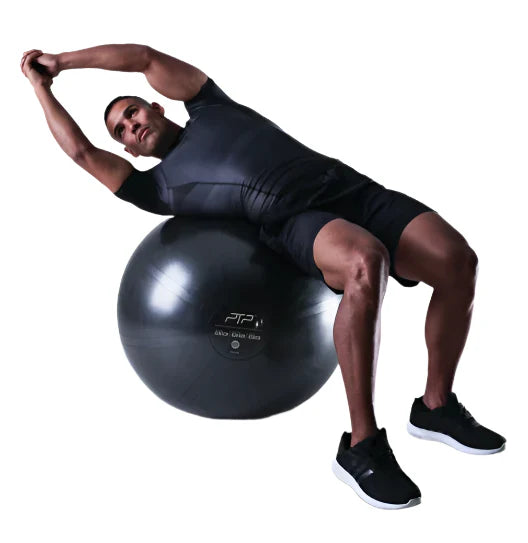 PTP 65CM Onyx Black Exercise CoreBall with Pump