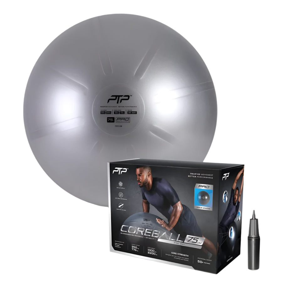 PTP 75CM Steel Grey Exercise CoreBall with Pump
