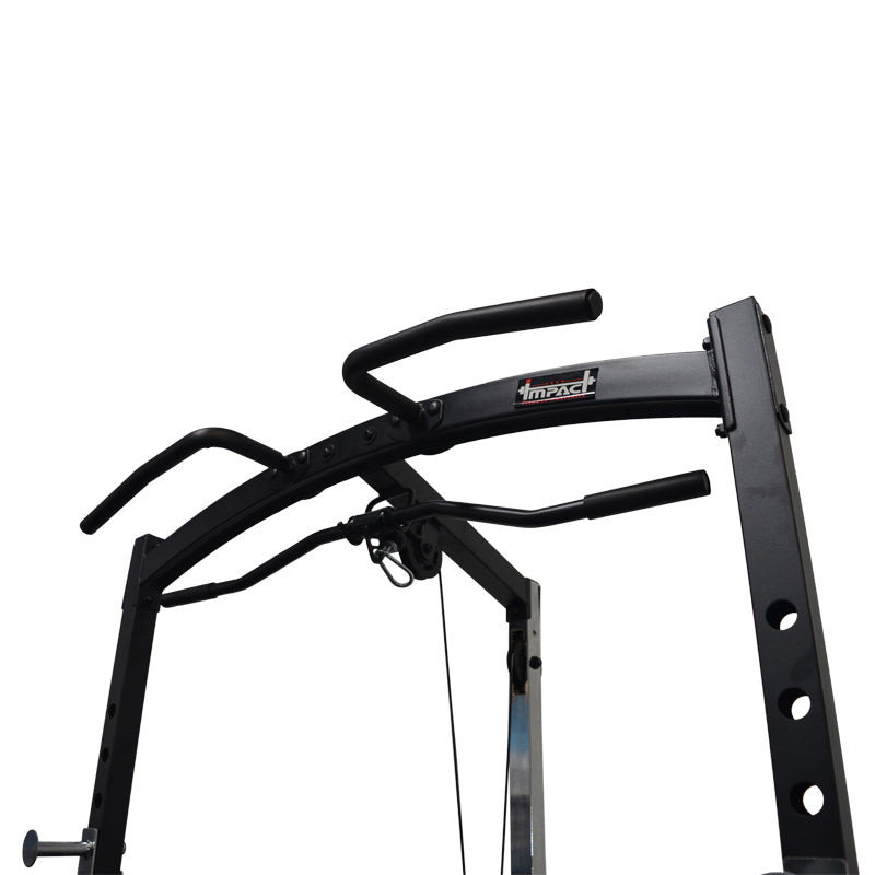 Squat Rack with Lat Pulldown, Seated Row & Attachments