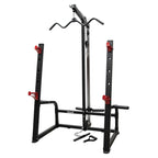 Heavy-Duty Squat Rack with Lat Pulldown, Adjustable Bench & 120kg Olympic Barbell Plates