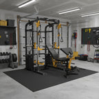 Multi-Trainer Home Gym with Adjustable Bench & 100kg Olympic Weight Set and Barbell