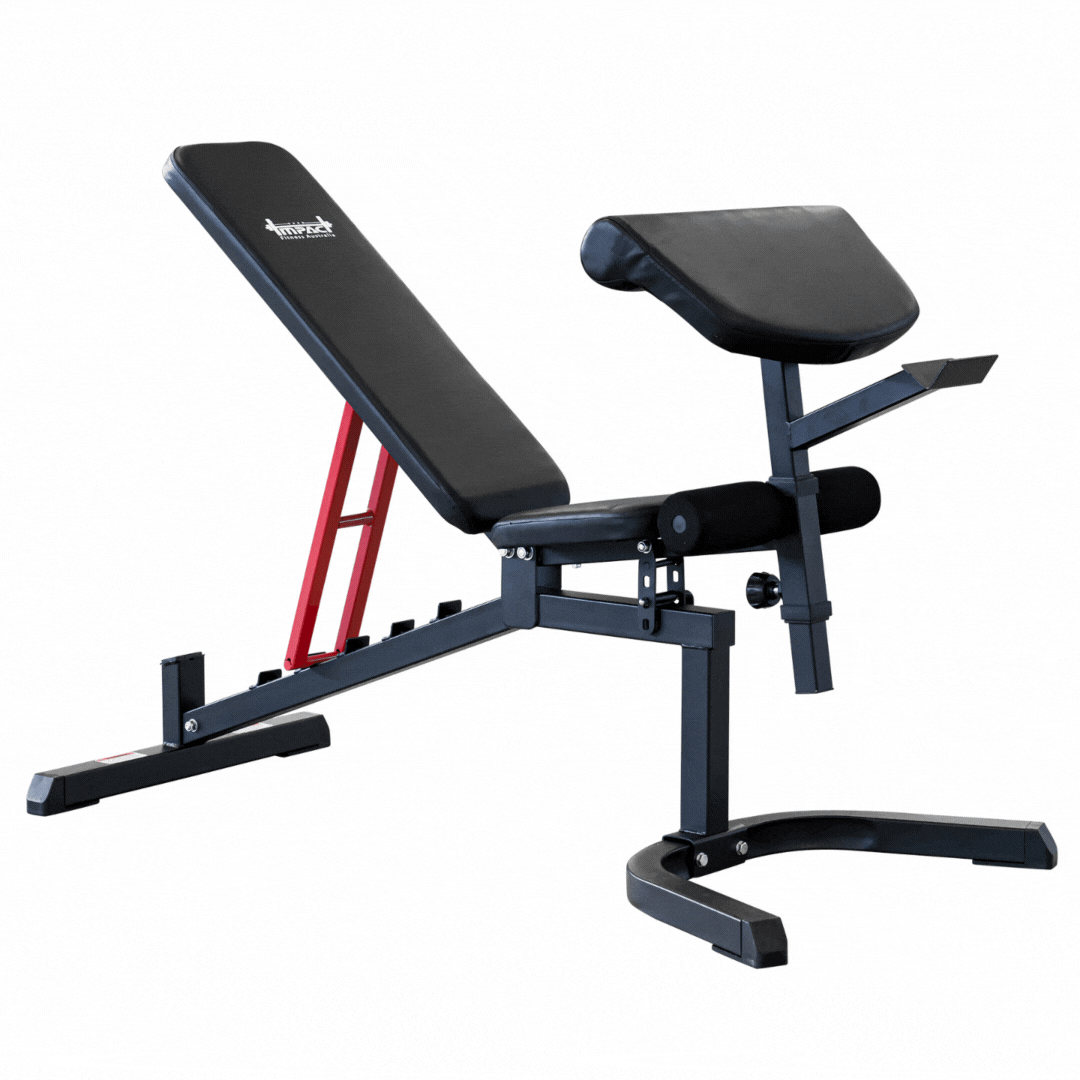 Adjustable Weight Bench with Leg Extension and Preacher Curl – Full Body Workout Bench for Home Gym