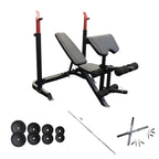 Weight Bench Home Gym Bench Press + Barbell & Adjustable Dumbbells Set