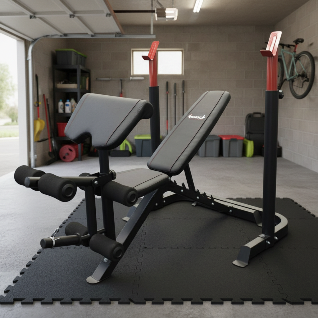 Weight Bench Home Gym Bench Press + Barbell & Adjustable Dumbbells Set