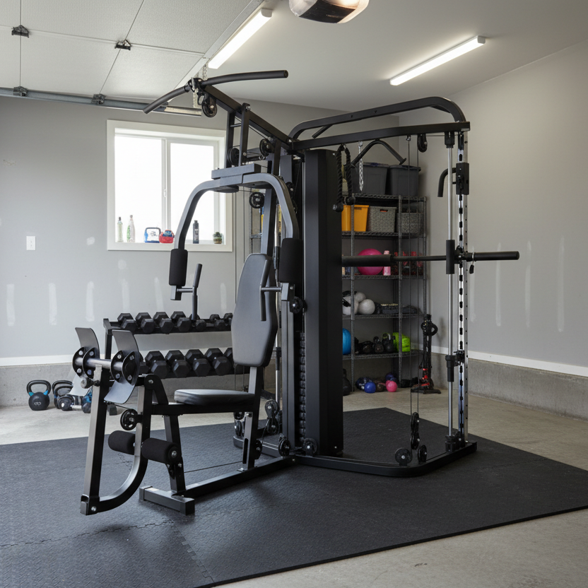 Home Gym Smith Machine Functional Trainer with bench 75kg Weight Plates Bundle