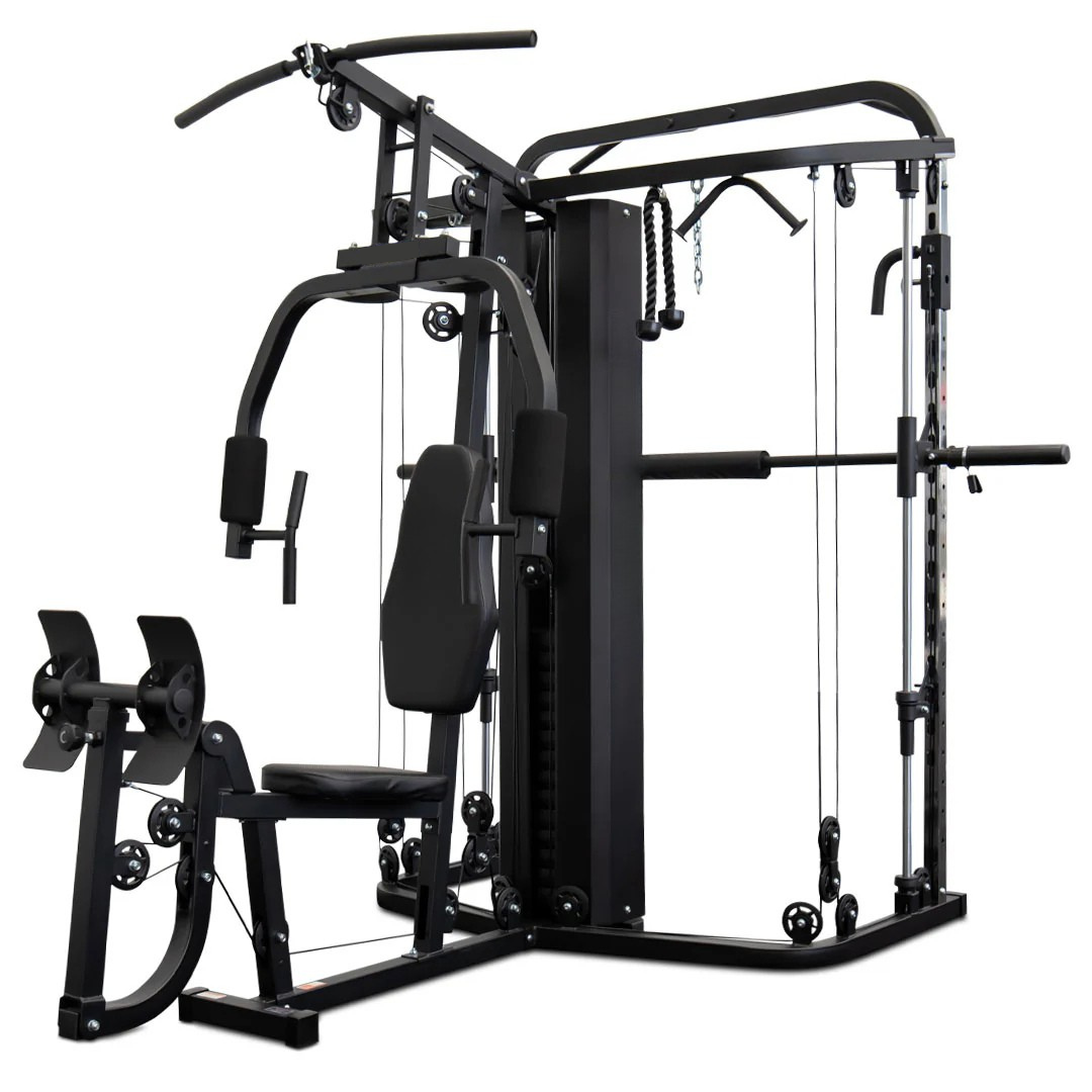 Home Gym Smith Machine Functional Trainer with bench 75kg Weight Plates Bundle