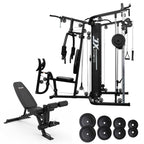 Home Gym Smith Machine Functional Trainer with bench 75kg Weight Plates Bundle