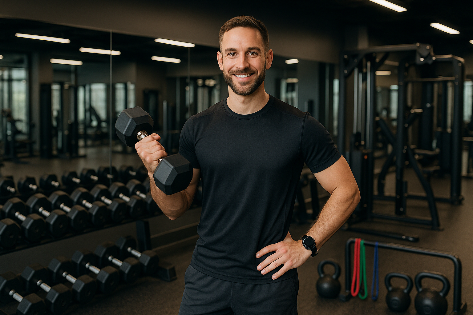 Lifestyle fitness trainer with gym equipment