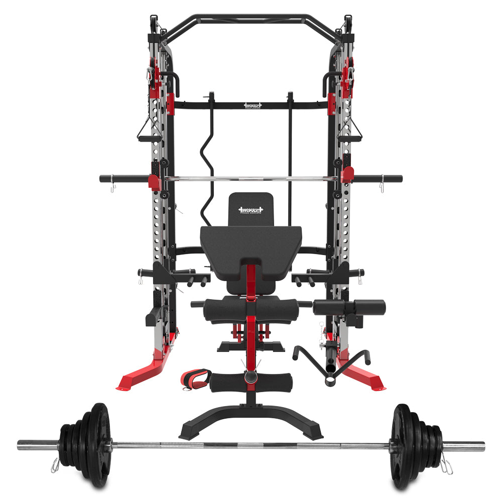 Home Gym Functional Trainer with Adjustable Bench & 100kg Olympic Weights