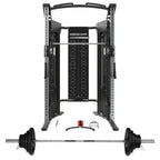 Multi Functional Trainer Squat Rack Smith Machine + 100kg Barbell Set + Adjustable Bench