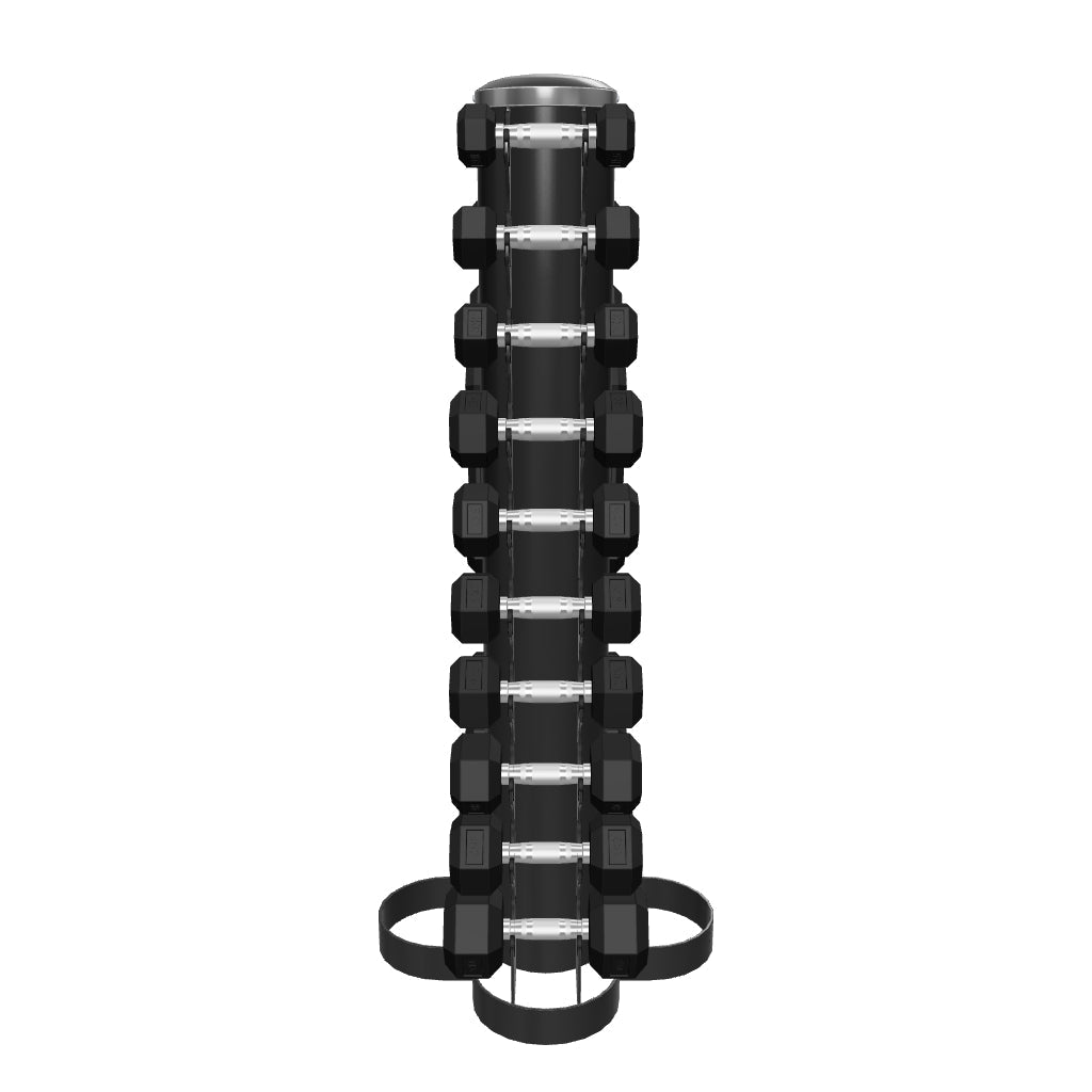 1-10 kg Rubber Hex Dumbbells + Rack