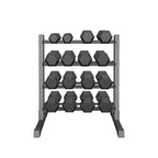 Commercial Rubber Hex Dumbbell Set & Rack (5–25 kg Range)