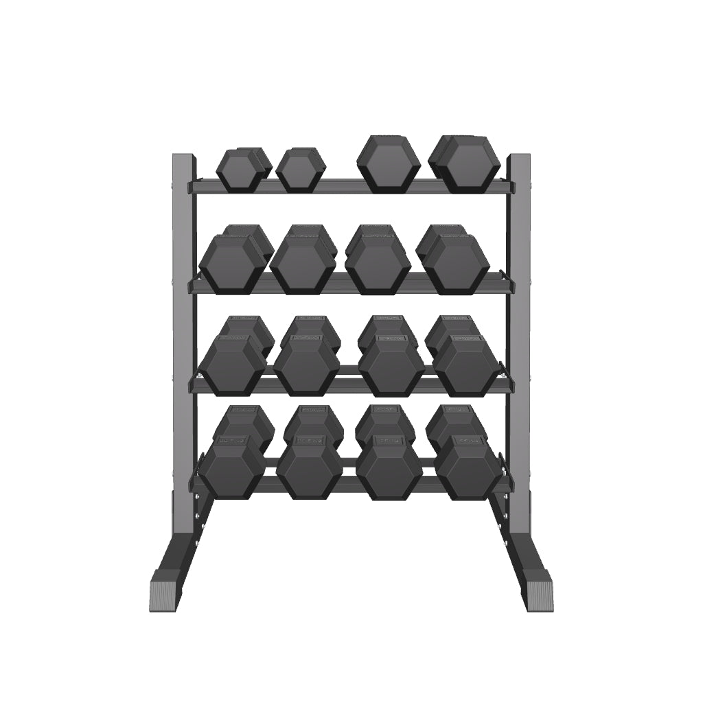 Commercial Rubber Hex Dumbbell Set & Rack (5–25 kg Range)