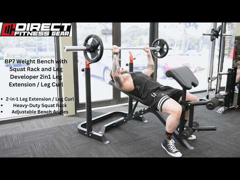 Weight Bench with Squat Rack and Leg Developer 2in1 Leg Extension / Leg Curl