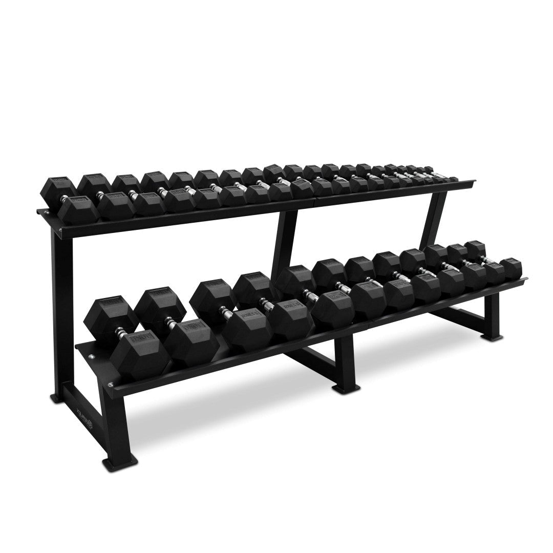 4–30kg Rubber Hex Dumbbells with Rack | Complete Dumbbell Set for Home ...