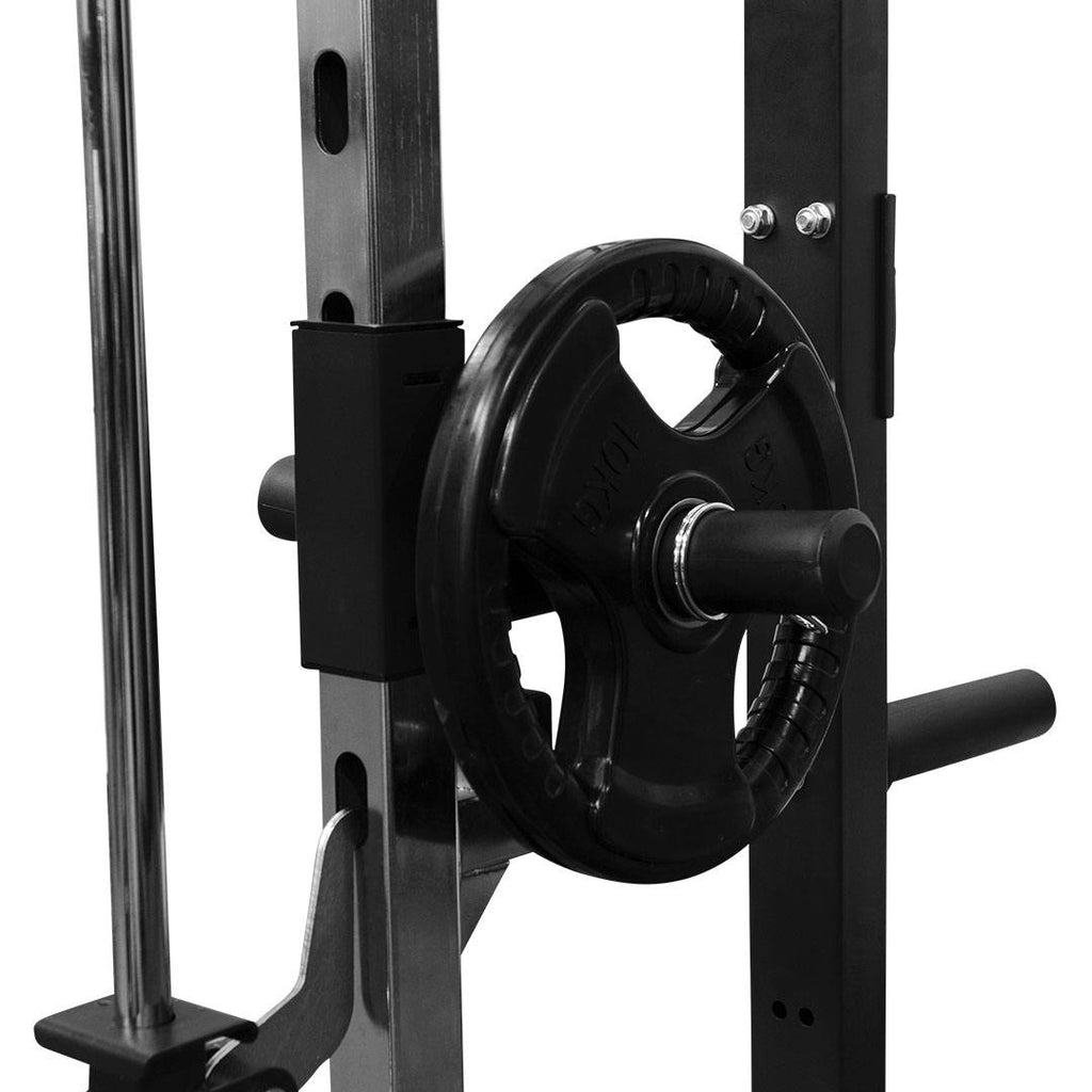 Functional trainer exercise machine for commercial gym includes Smith Machine